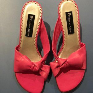 Pink Etienne Aigner Bow Sandal W/ Short Heel (7.5)